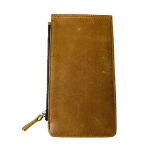 Jack & Chris Leather Wallet Cards Cash Zip Pocket Snap Embossed Distressed